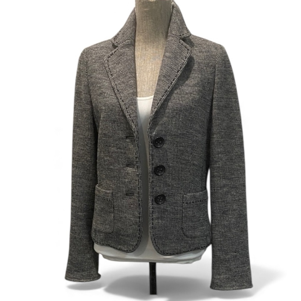 RIANI Wool Black & Grey Houndstooth Blazer Soft Fit Size 10 Tailored